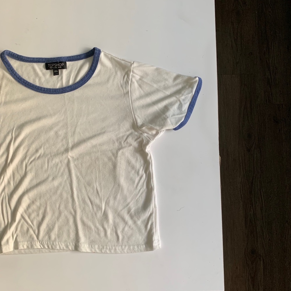 Topshop Slightly Cropped T-Shirt Size 6 - Picture 3 of 7